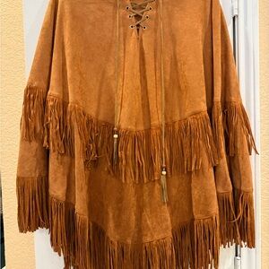 Fringed Tan Suede Women's Pull Over / Jacket